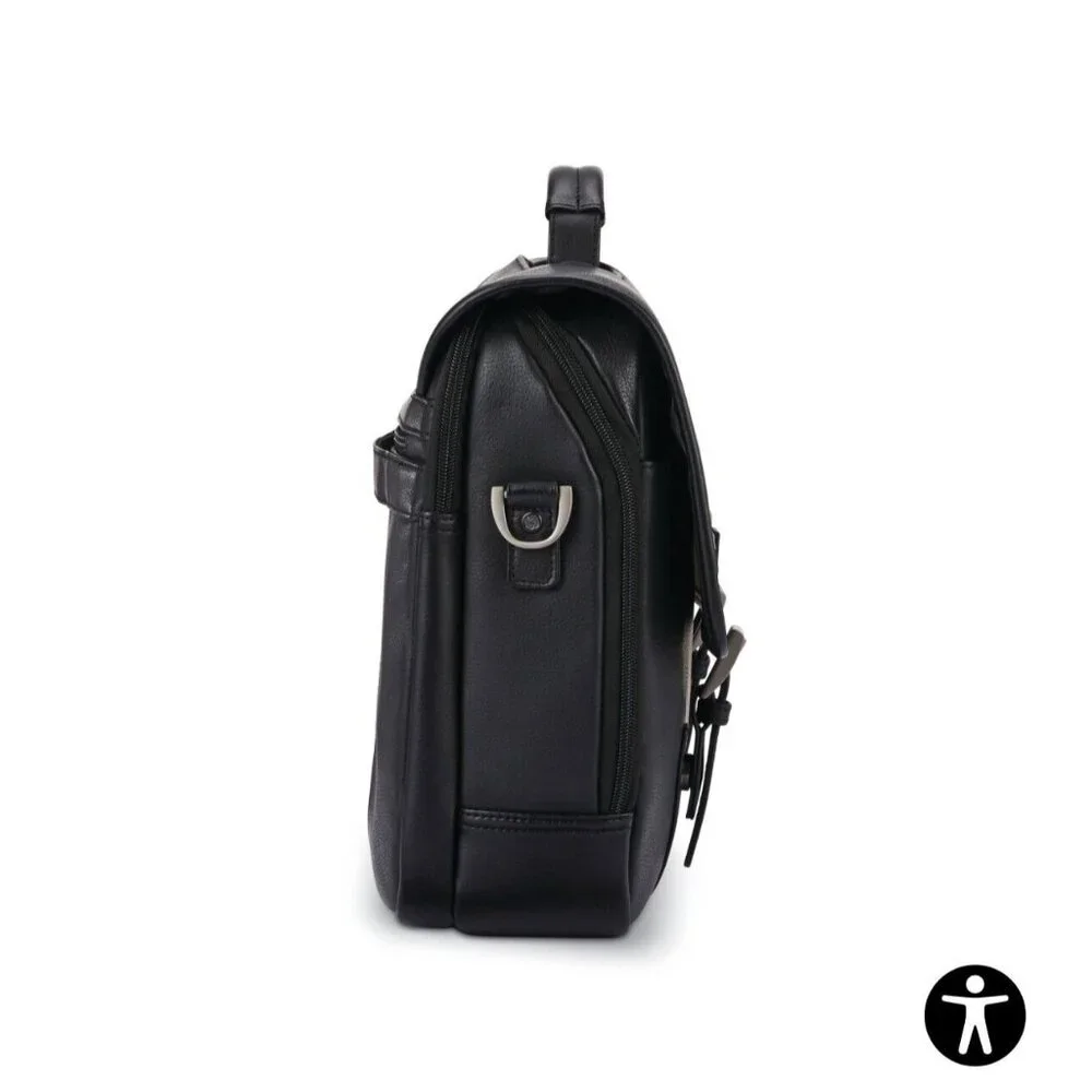 Samsonite Black Classic Leather Flapover Business Satchel Bag—Fits‎ 2 Laptops - Picture 11 of 16